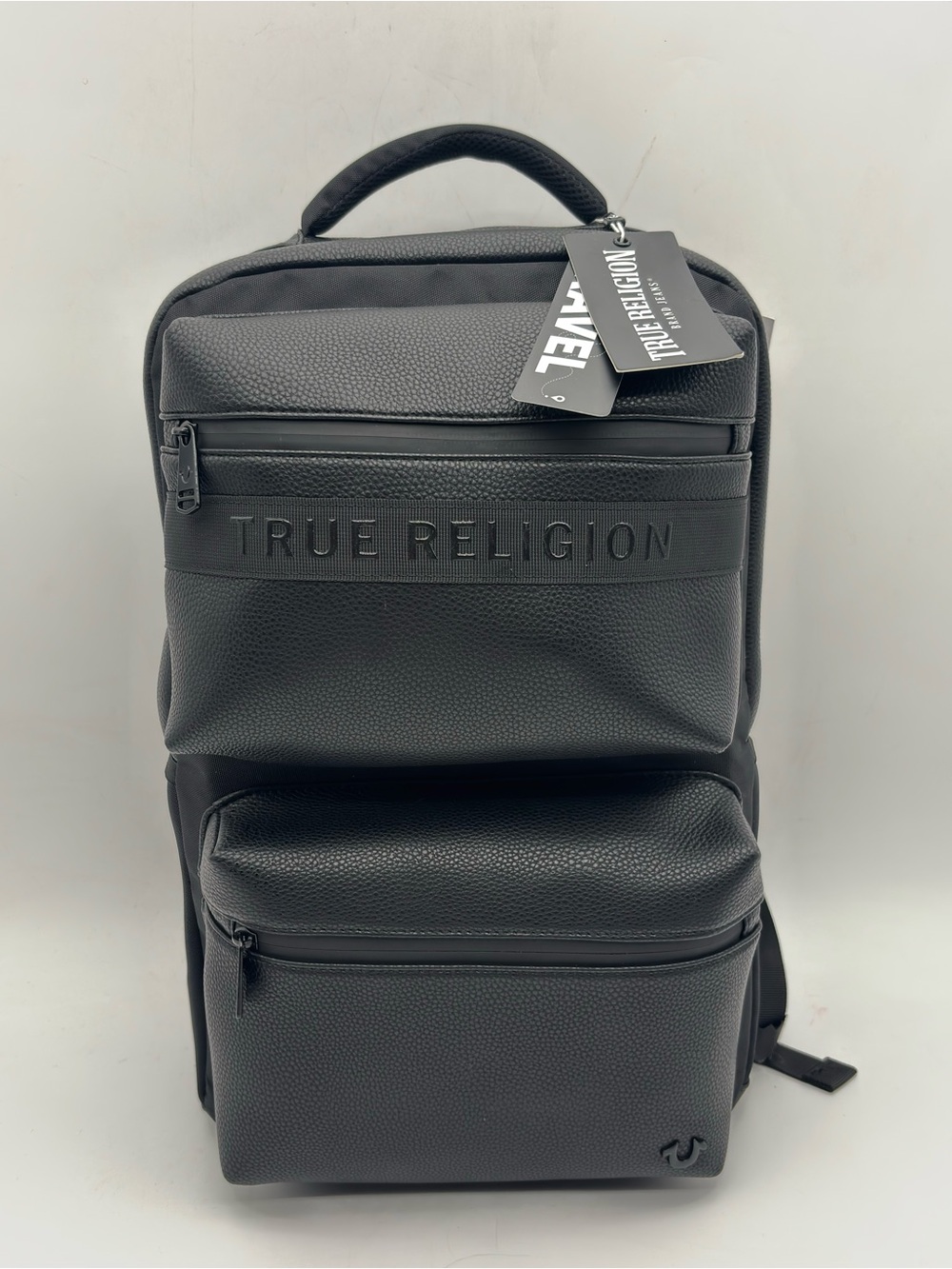 True Religion Black Textured Pebbled Backpack